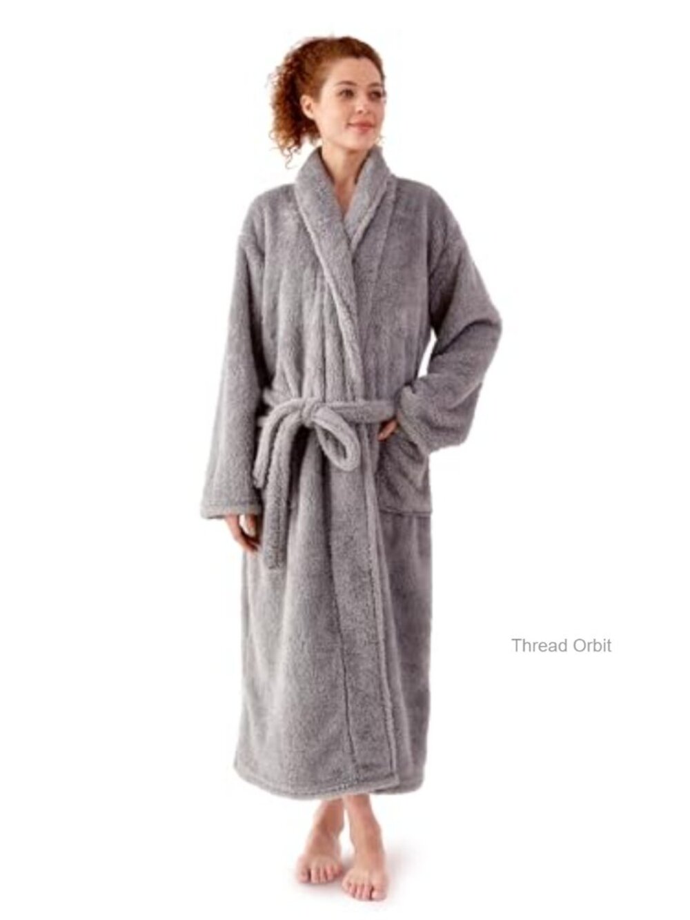 Plush Fleece Long Bathrobe Shawl Collar Soft Warm Women's Robe